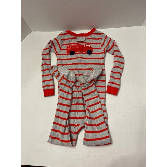 Just One You by Carter’s Firetruck Footed Pajamas Size 5T Red/Gray - Picture 5 of 7
